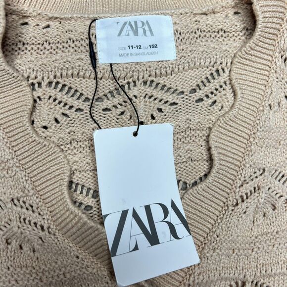 NWT Zara Knit Beige Cardigan Kids Size 11-12 Years Old - Picture 3 of 4